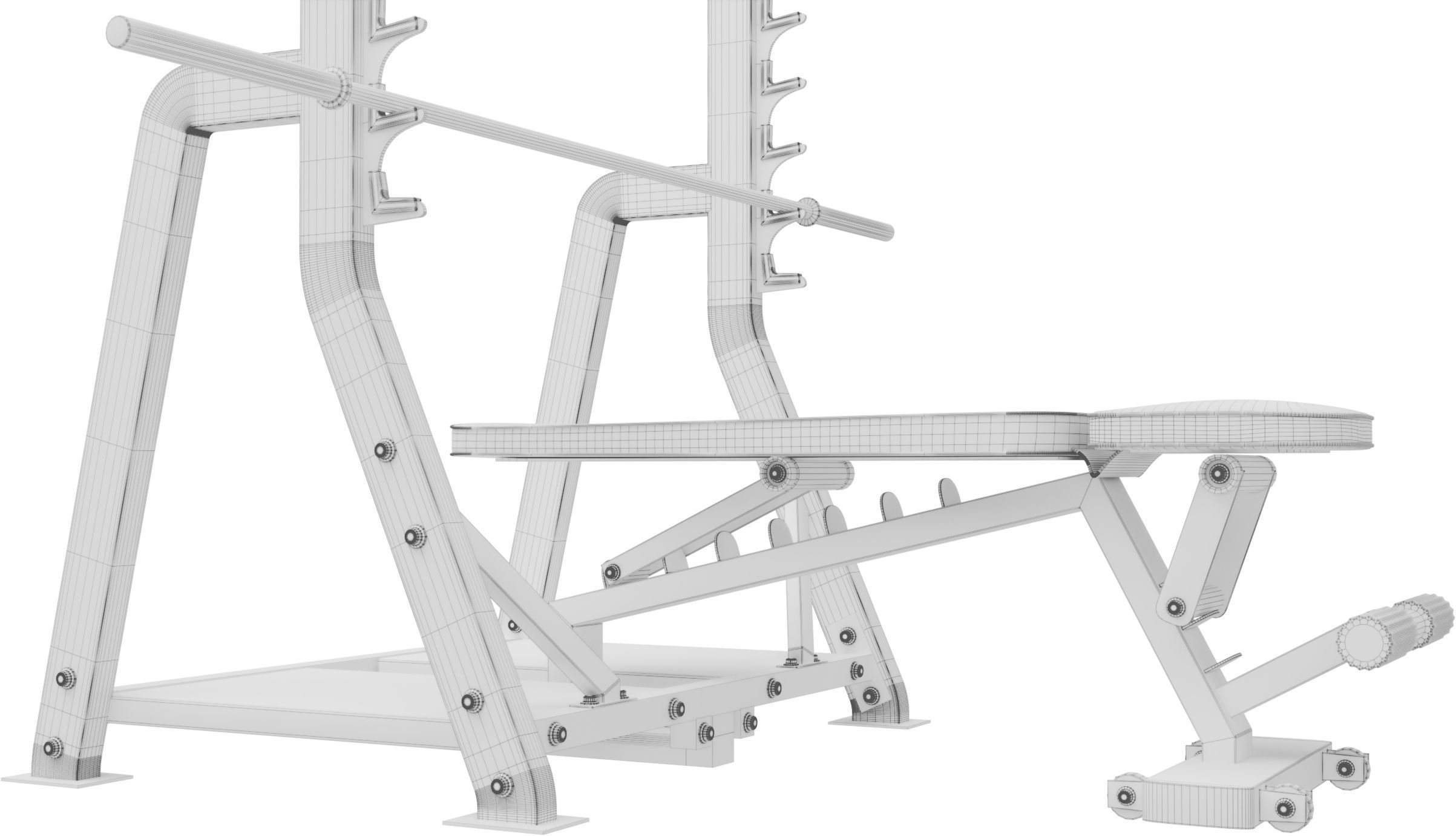 Gym Bench press Equipment 3D model_5