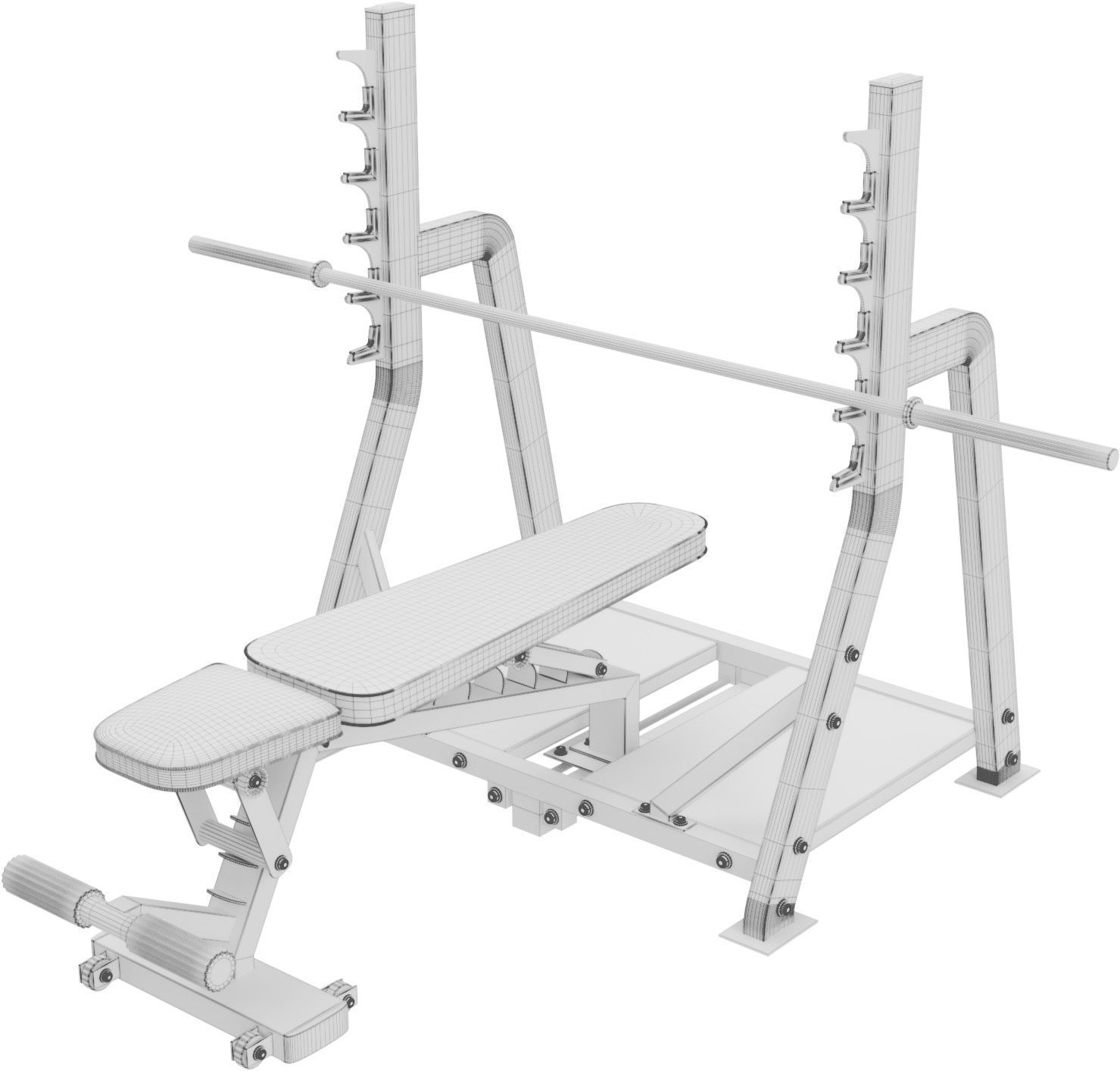 Gym Bench press Equipment 3D model_3