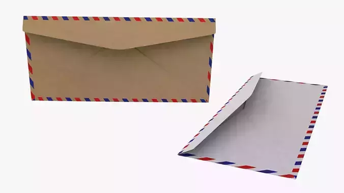 Air Mail Envelope Size DL Style BANKER Low-poly 3D model
