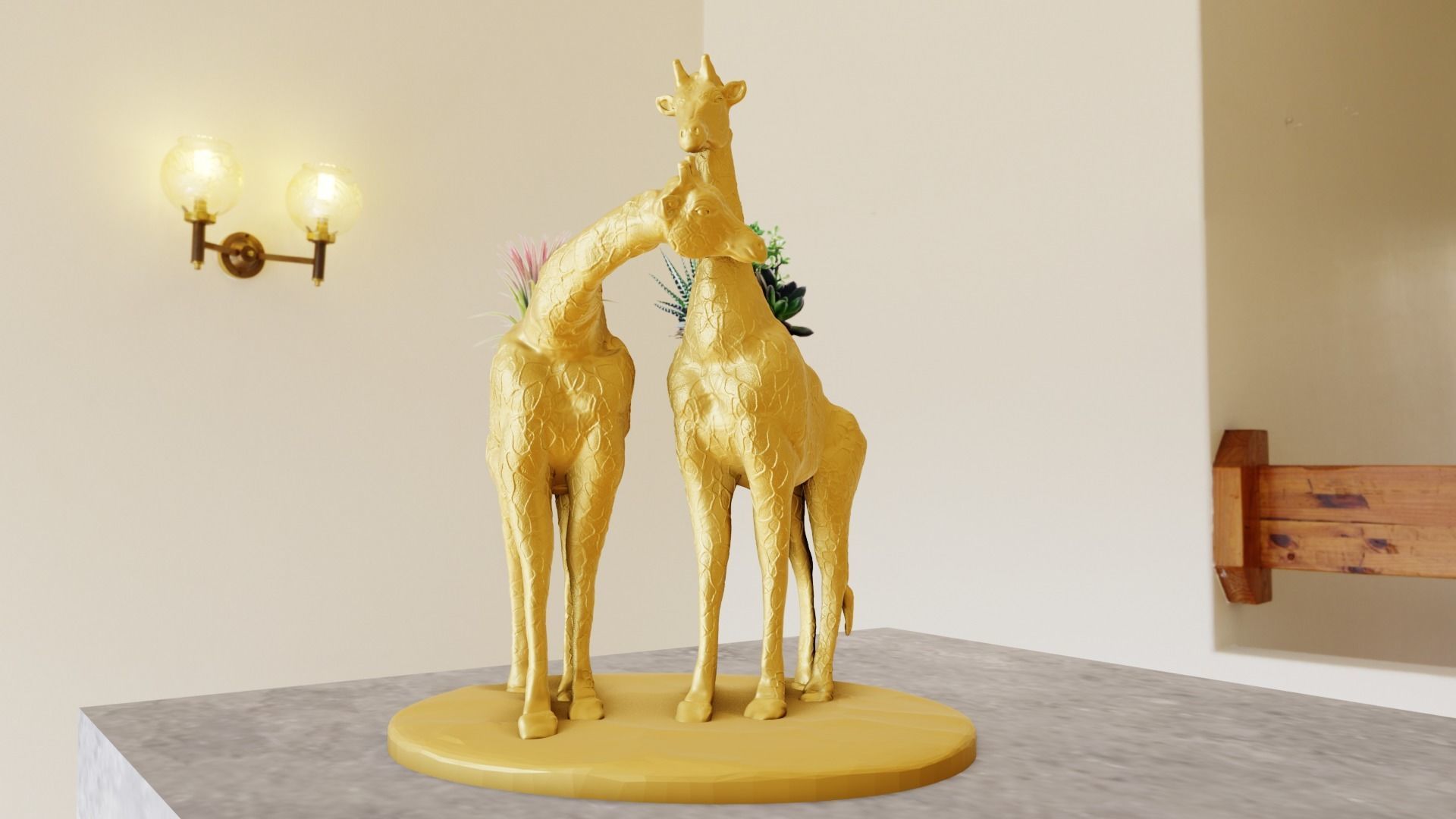 GIRAFFE TWINS PLANTER POT FLOWER VASE STL 3D PRINT FILE 3D print model_3