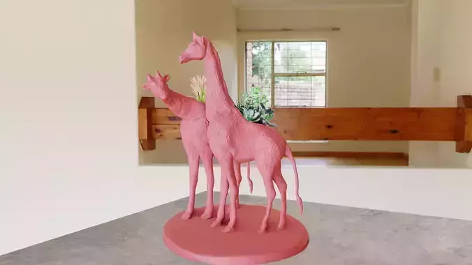 GIRAFFE TWINS PLANTER POT FLOWER VASE STL 3D PRINT FILE