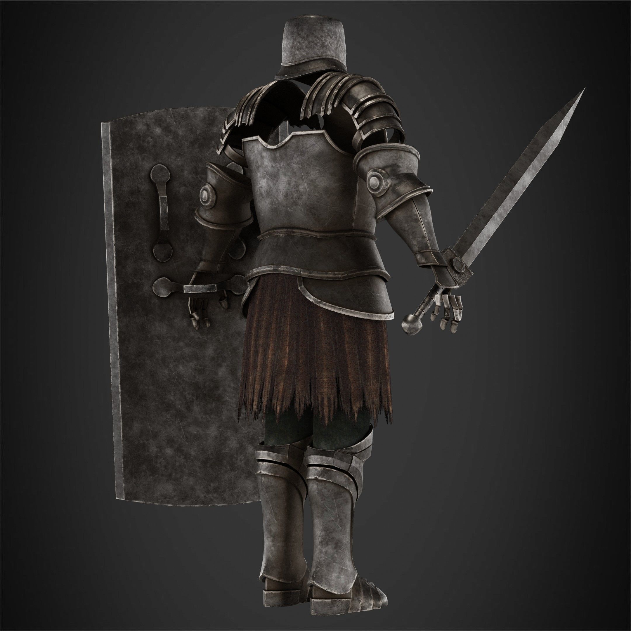 Dark Souls Black Iron Tarkus Full Armor Sword Shield for Cosplay 3D Model Collection_14