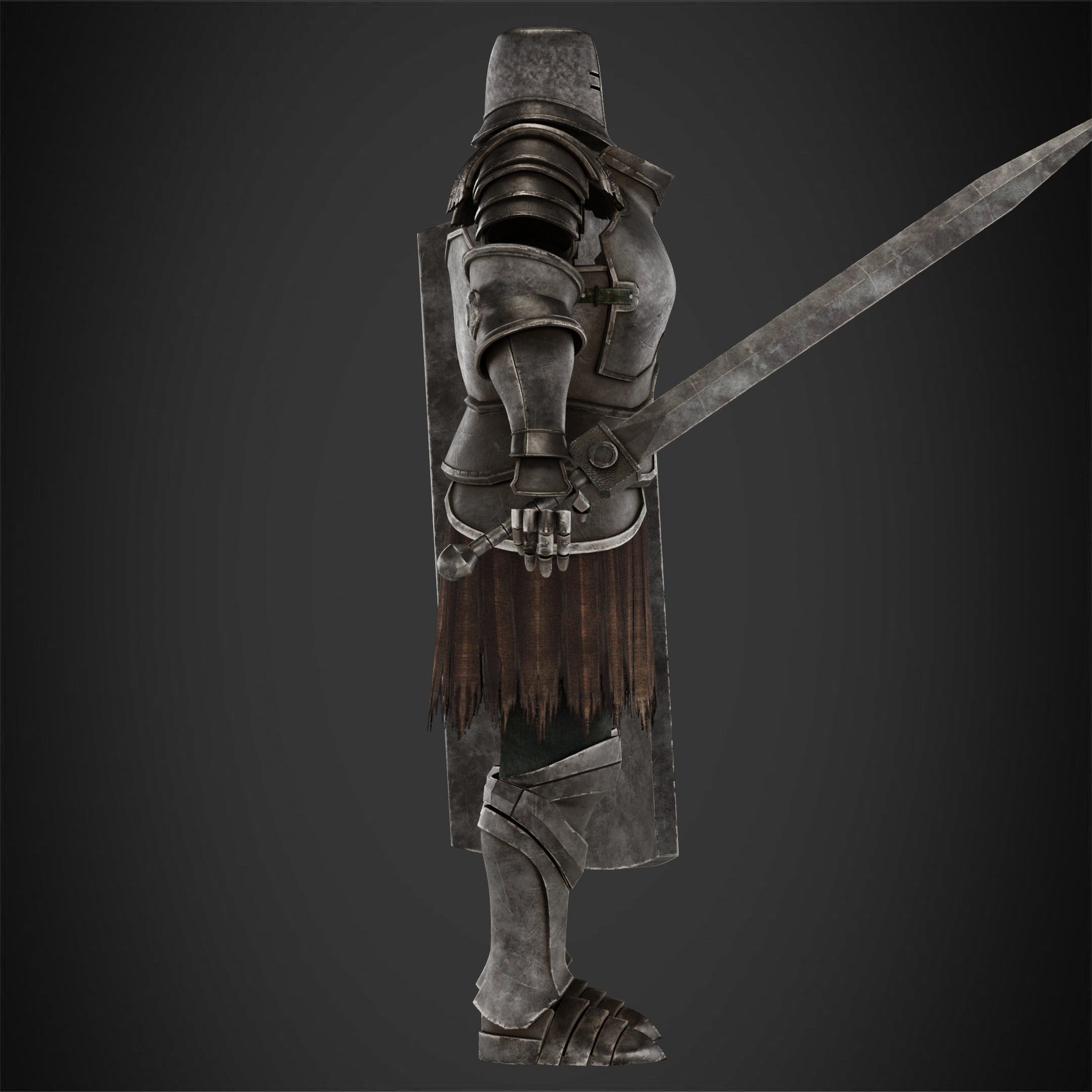 Dark Souls Black Iron Tarkus Full Armor Sword Shield for Cosplay 3D Model Collection_15