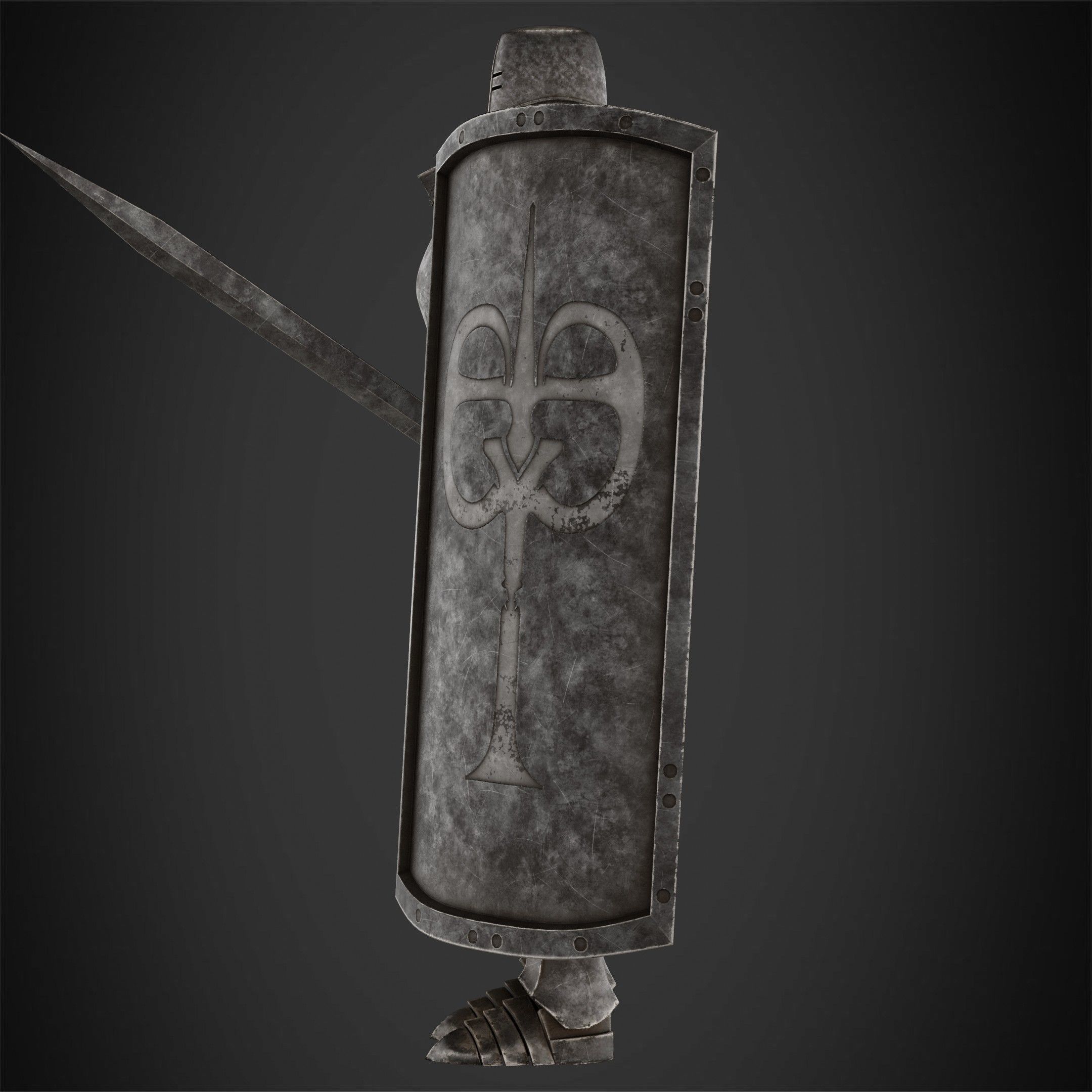 Dark Souls Black Iron Tarkus Full Armor Sword Shield for Cosplay 3D Model Collection_11