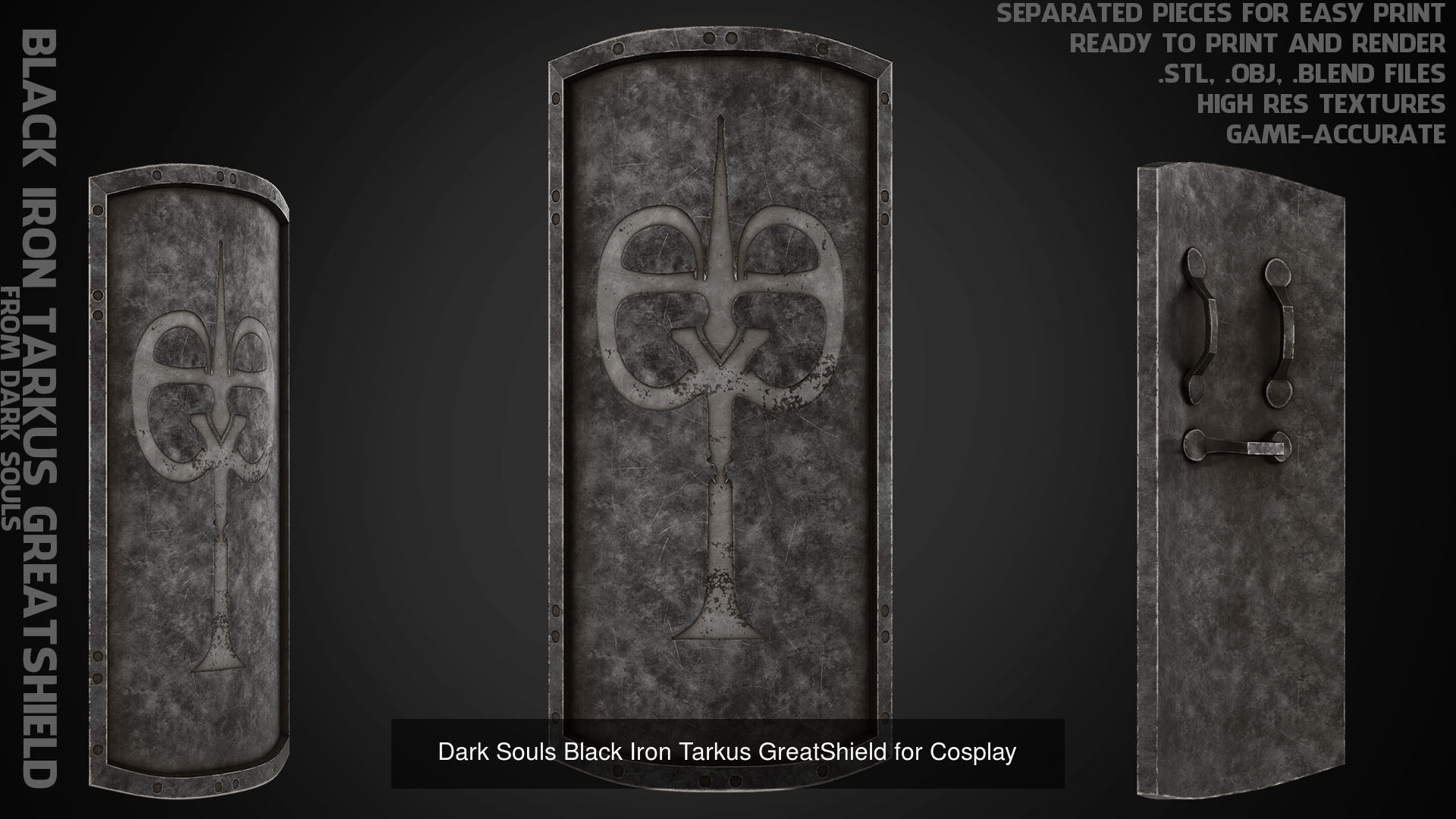 Dark Souls Black Iron Tarkus Full Armor Sword Shield for Cosplay 3D Model Collection_7