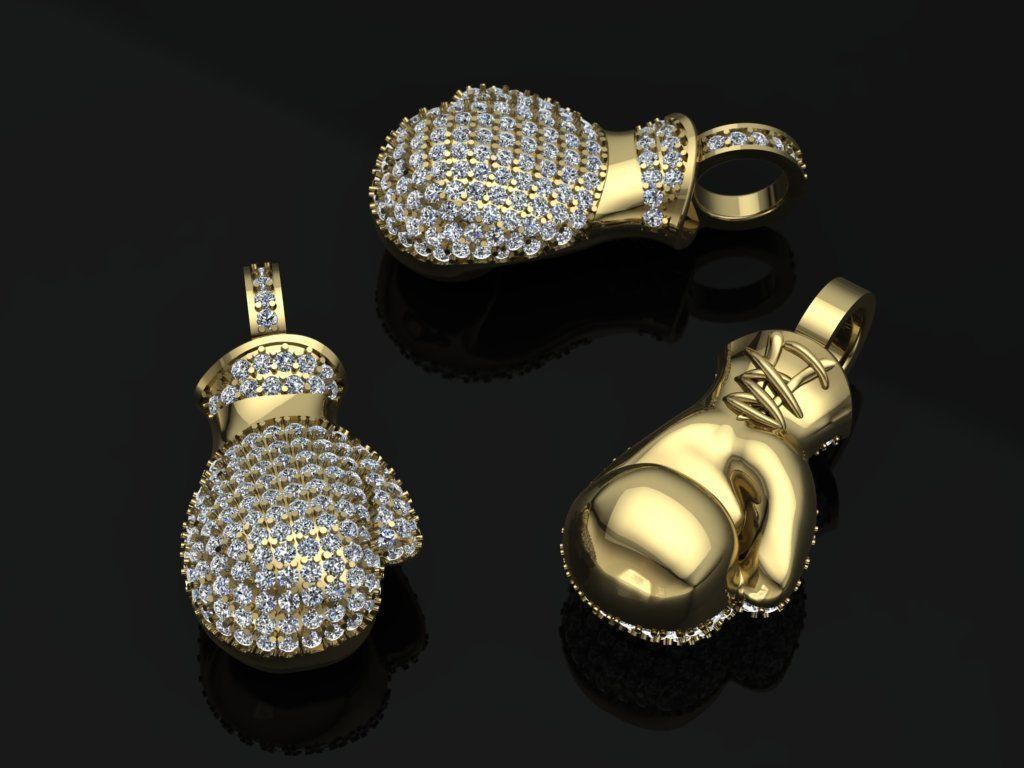 Boxing gloves pendant 3D print model_1