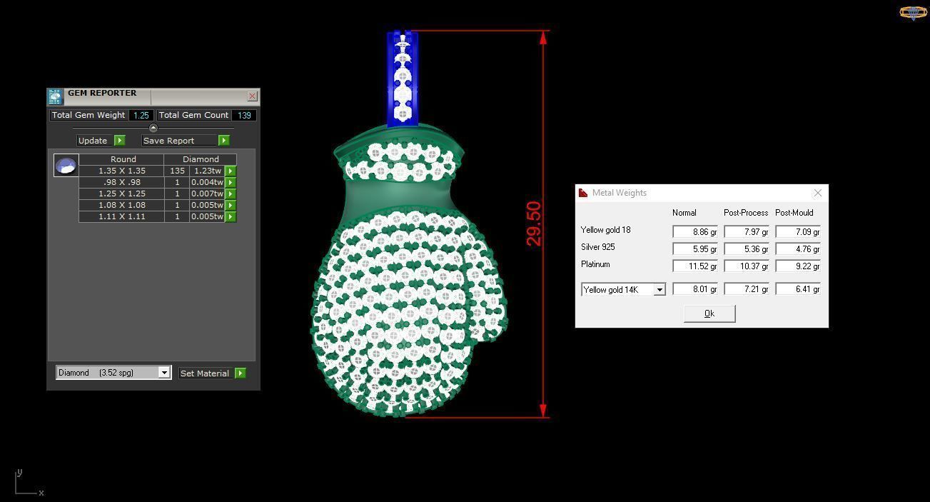 Boxing gloves pendant 3D print model_3