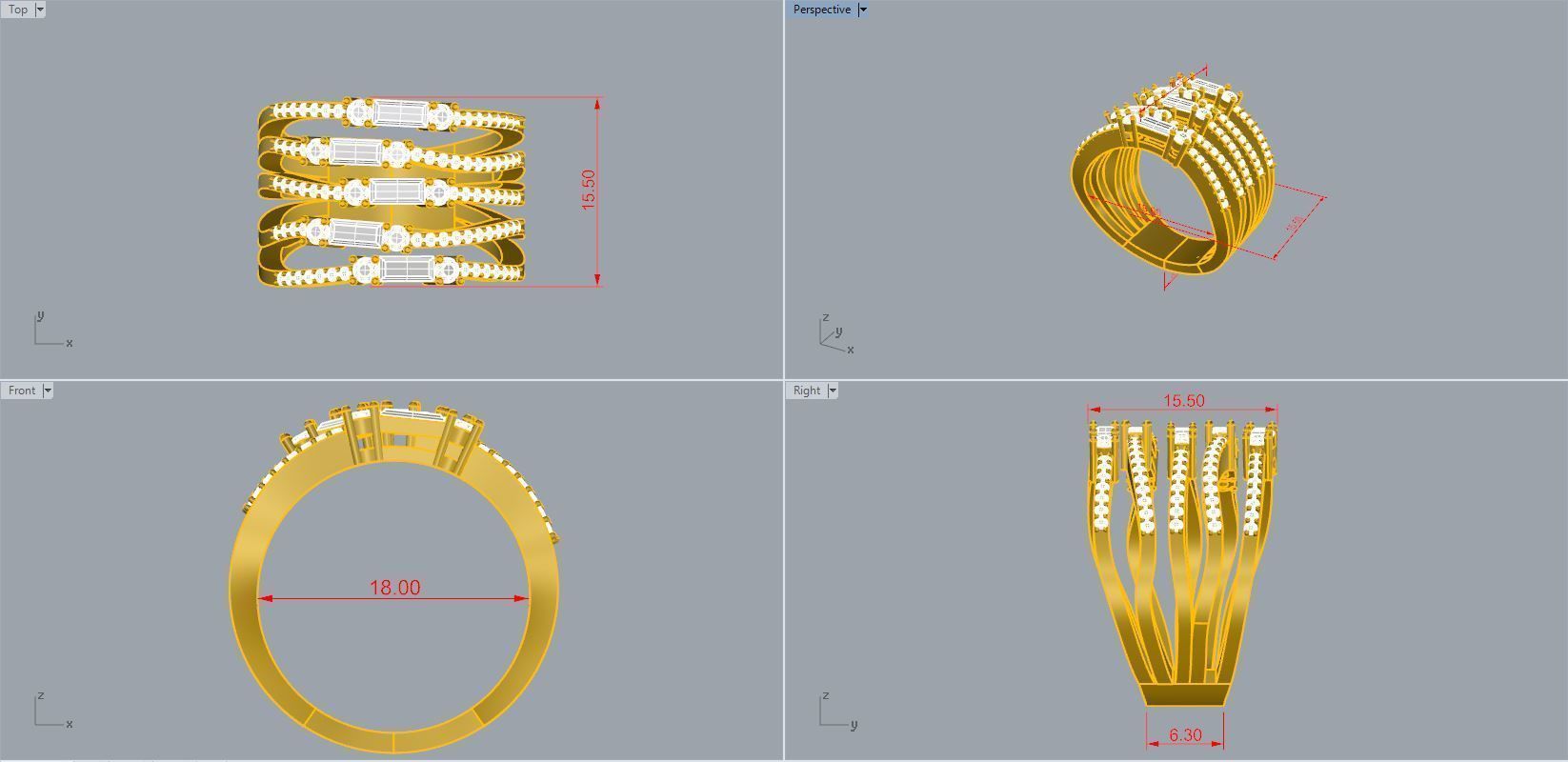 Gold ring 3D print model_3