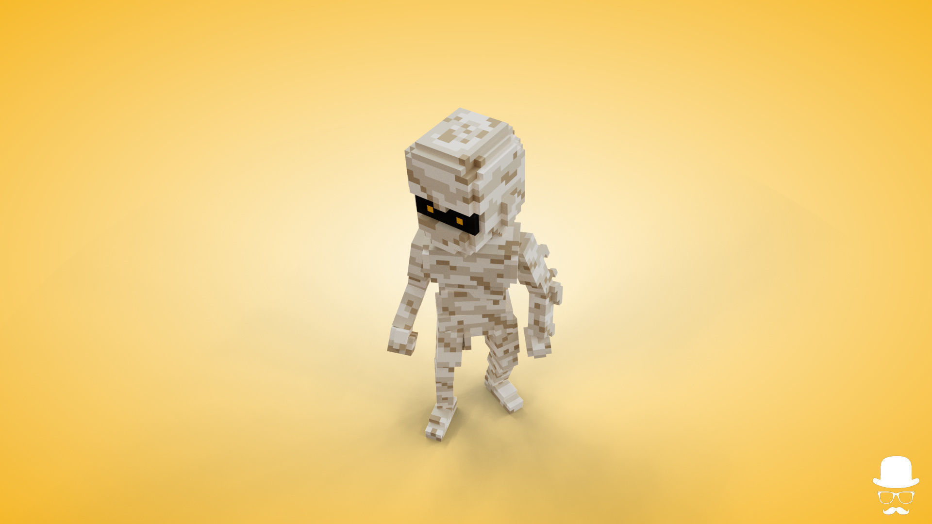 Voxel Mummy Character - 3D Lowpoly Fantasy Model Low-poly 3D model_4