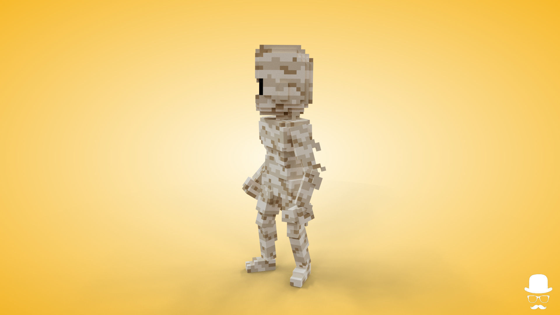 Voxel Mummy Character - 3D Lowpoly Fantasy Model Low-poly 3D model_1