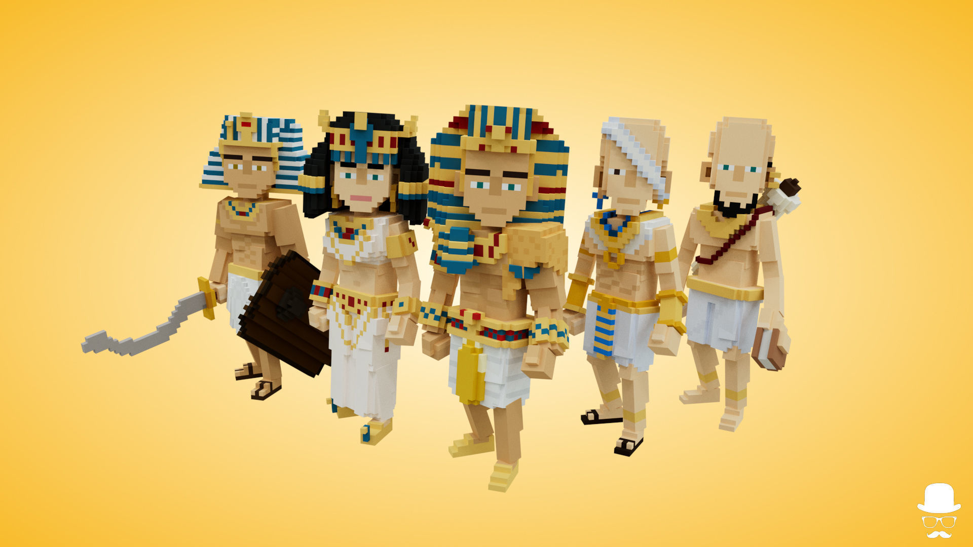 Voxel Mummy Character - 3D Lowpoly Fantasy Model Low-poly 3D model_5