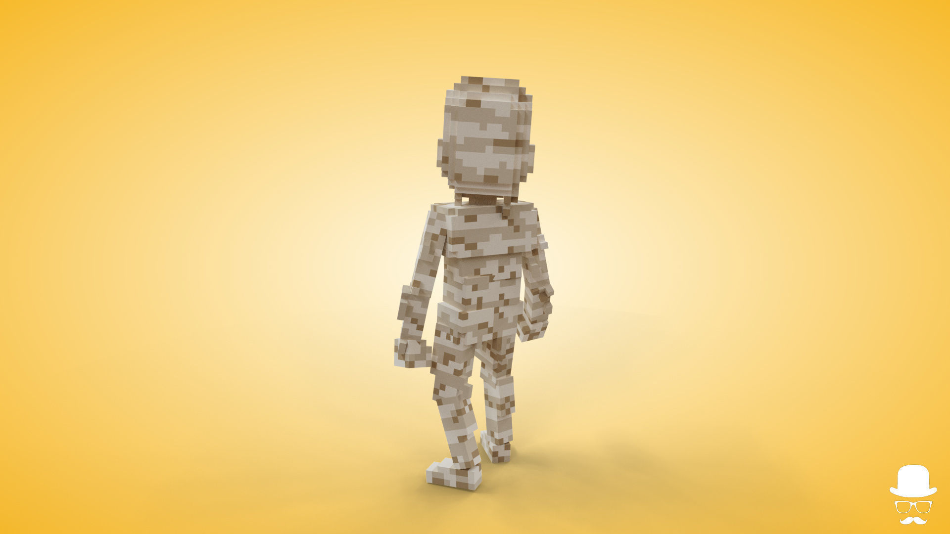 Voxel Mummy Character - 3D Lowpoly Fantasy Model Low-poly 3D model_2
