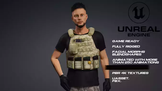 Male Survivor - Full Rigged - game ready - animated 