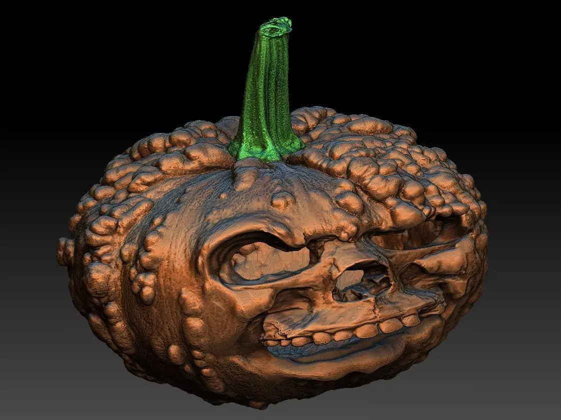 Skull Pumpkin Lantern 3D print model_2