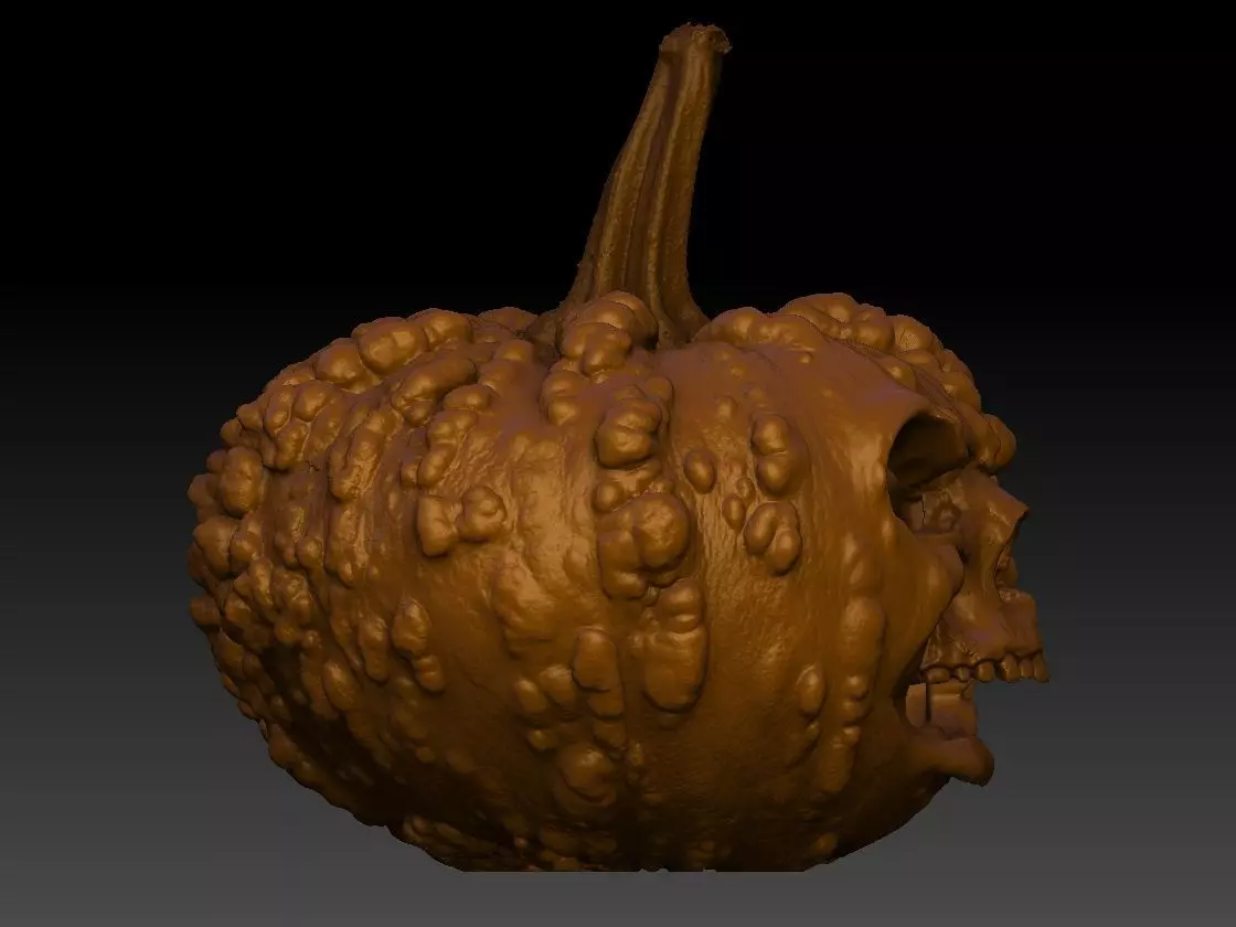 Skull Pumpkin Lantern 3D print model_1
