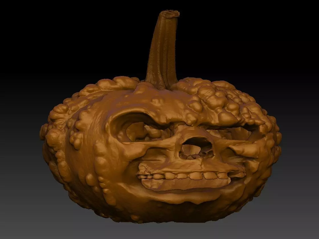 Skull Pumpkin Lantern 3D print model_0