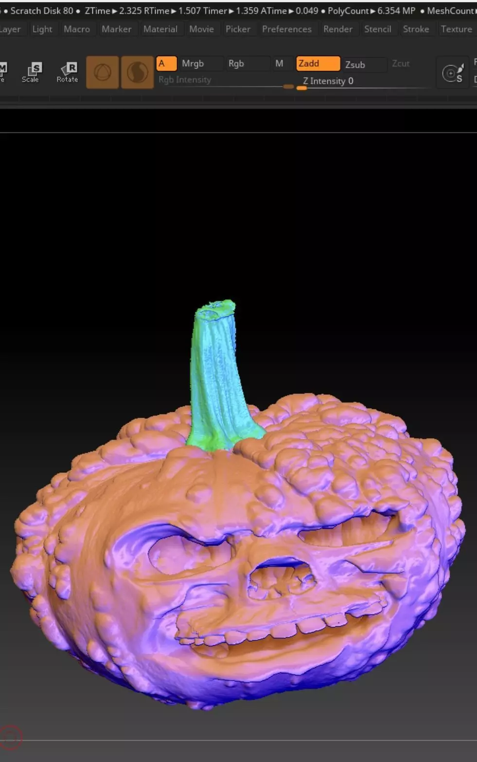 Skull Pumpkin Lantern 3D print model_3