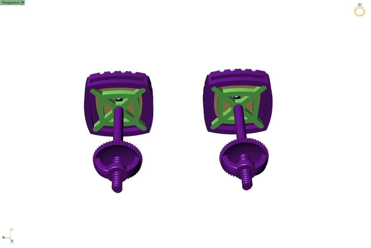 Custom Cushion Square Shape Round Diamond Studs - Earrings 10mm 3D print model_12