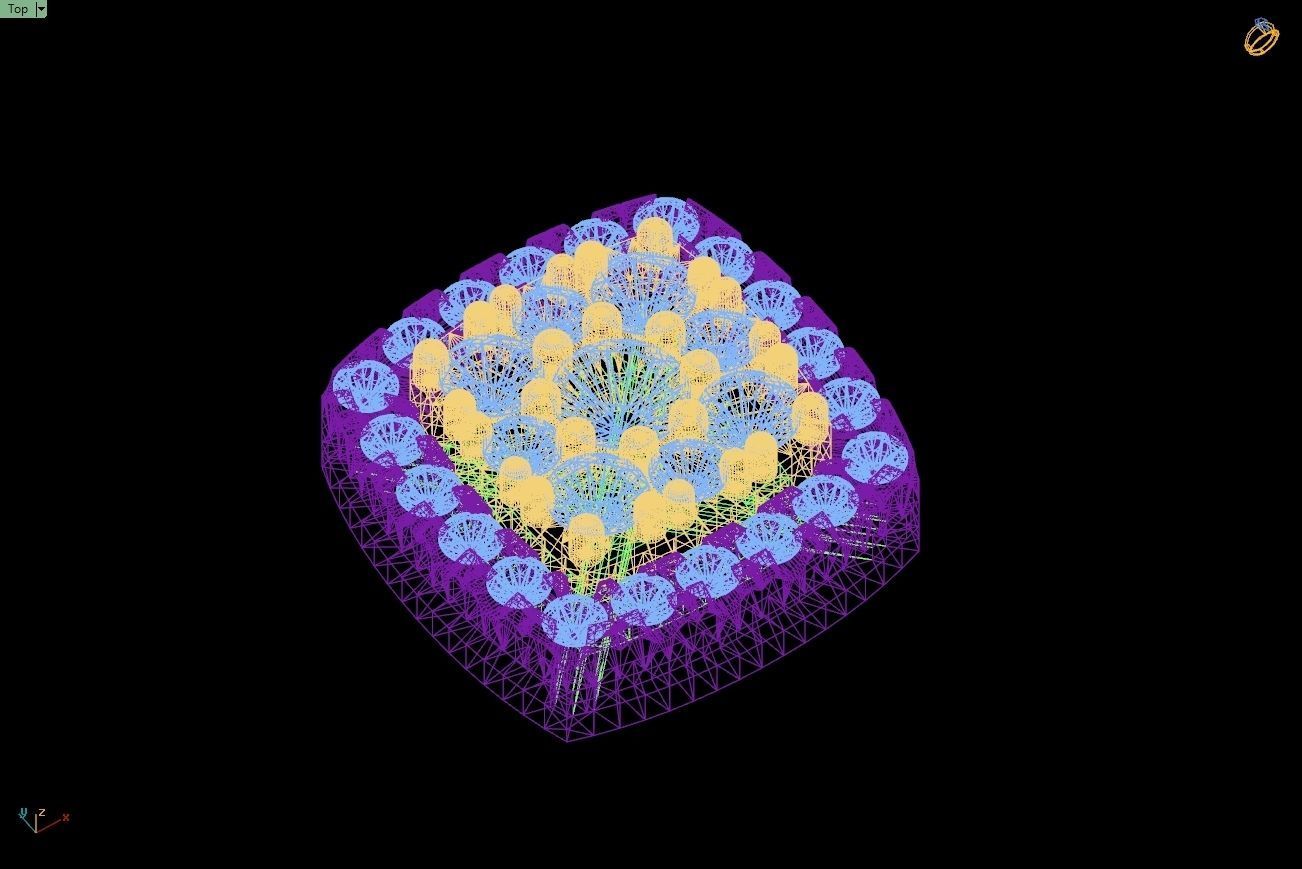 Custom Cushion Square Shape Round Diamond Studs - Earrings 10mm 3D print model_16