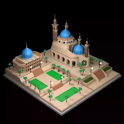 Arabic Masjid Palace  Low-poly 3D model