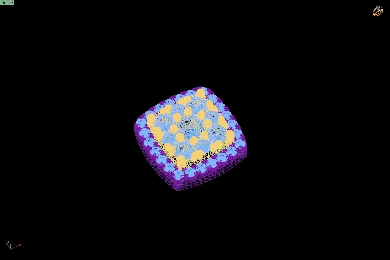 Custom Cushion Square Shape Round Diamond Studs - Earrings 14mm 3D print model_17