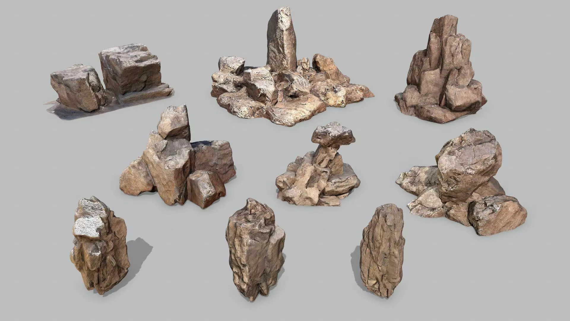 desert rocks Low-poly 3D model_0