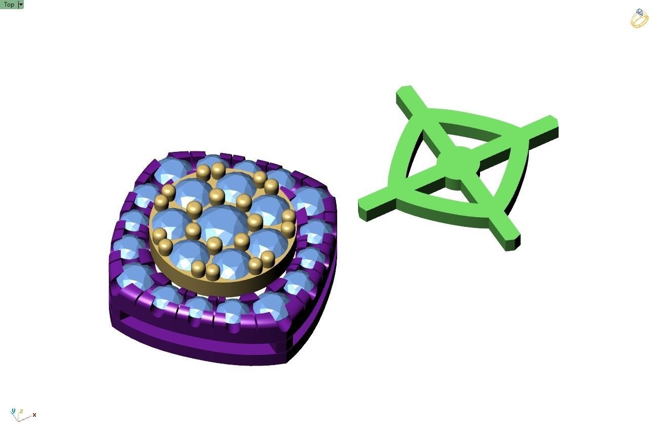 Custom Cushion Square Shape Round Diamond Studs - Earrings 10mm 3D print model_18