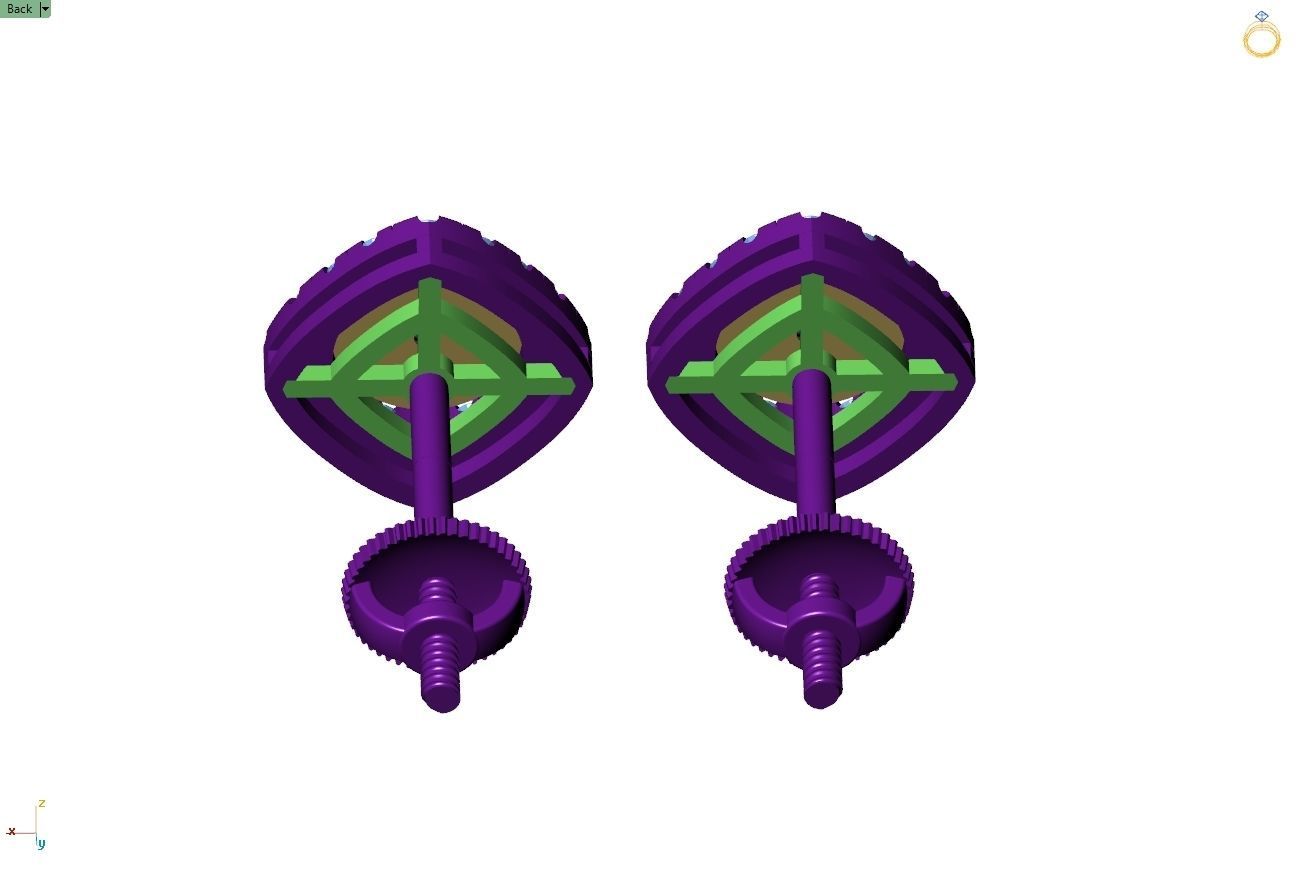 Custom Cushion Square Shape Round Diamond Studs - Earrings 10mm 3D print model_16