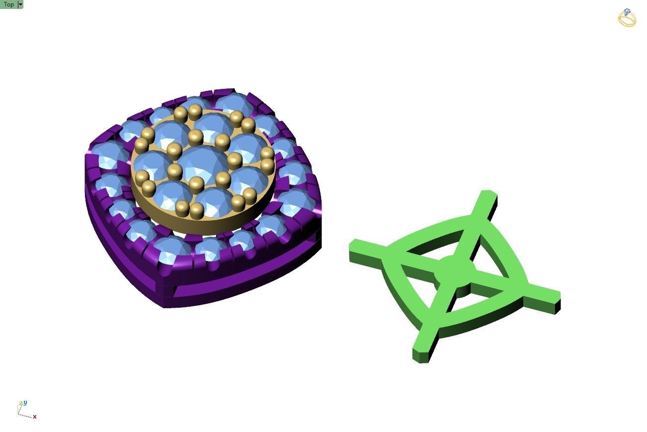 Custom Cushion Square Shape Round Diamond Studs - Earrings 10mm 3D print model_11