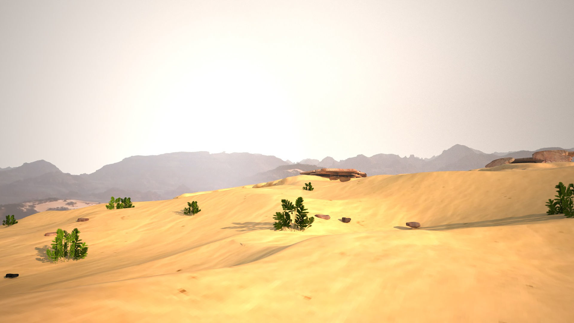 Sand Grass Dune desert landscape sahara wilderness area 3D model_1