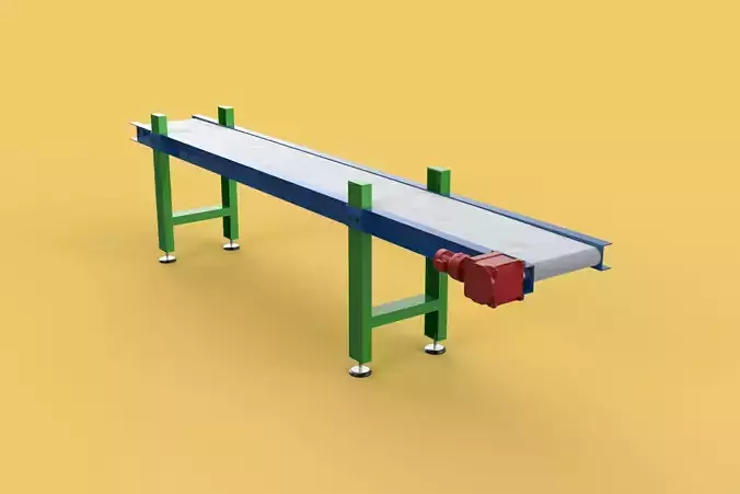 FACTORY INDUSTRIAL HORIZONTAL FLAT BELT CONVEYOR 3D model