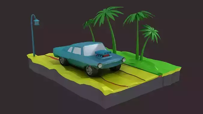 low poly car Cartoon Car collection toon vehicle  sport  3D model