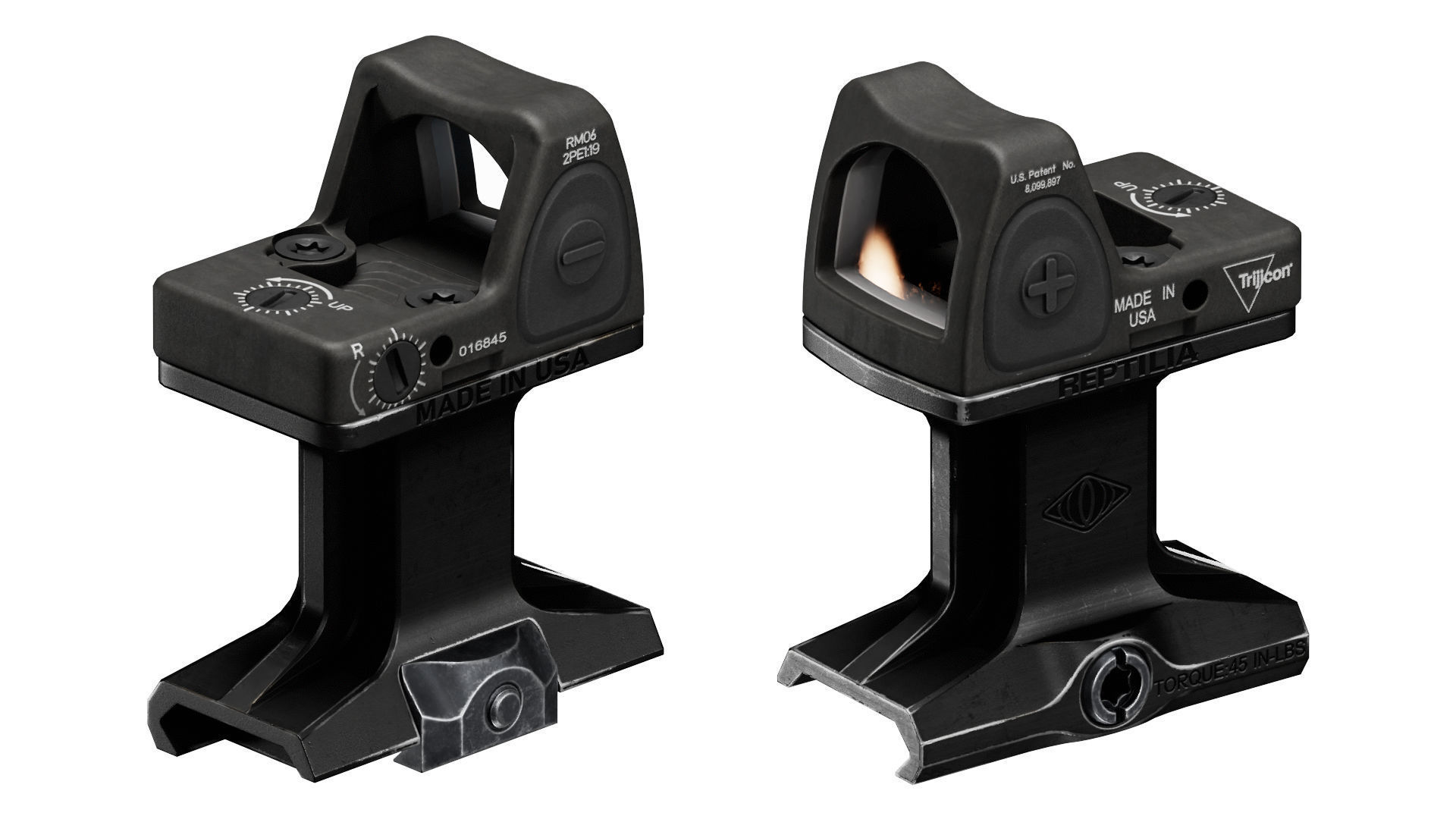 TRIJICON RMR TYPE 2 RED DOT SIGHT Low-poly 3D model_2