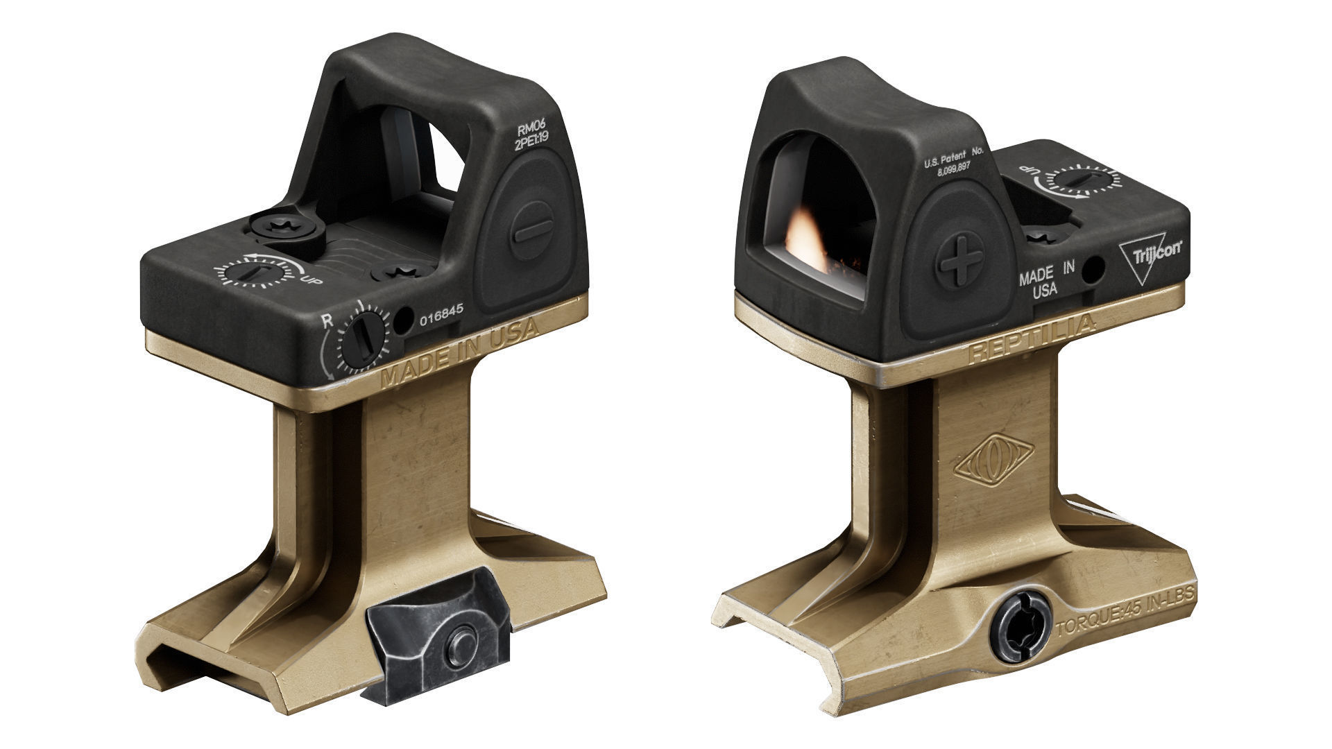 TRIJICON RMR TYPE 2 RED DOT SIGHT Low-poly 3D model_1