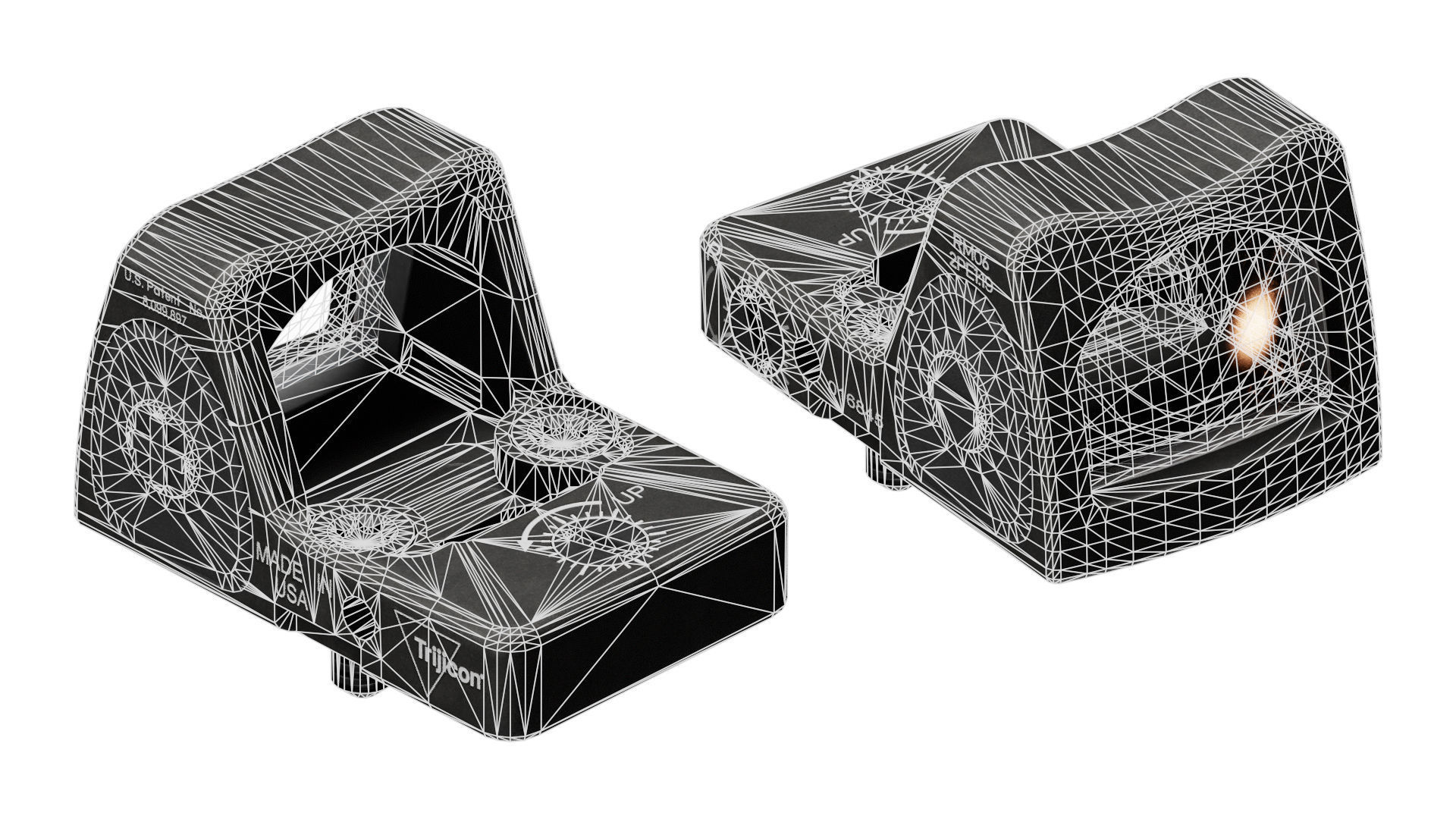 TRIJICON RMR TYPE 2 RED DOT SIGHT Low-poly 3D model_11