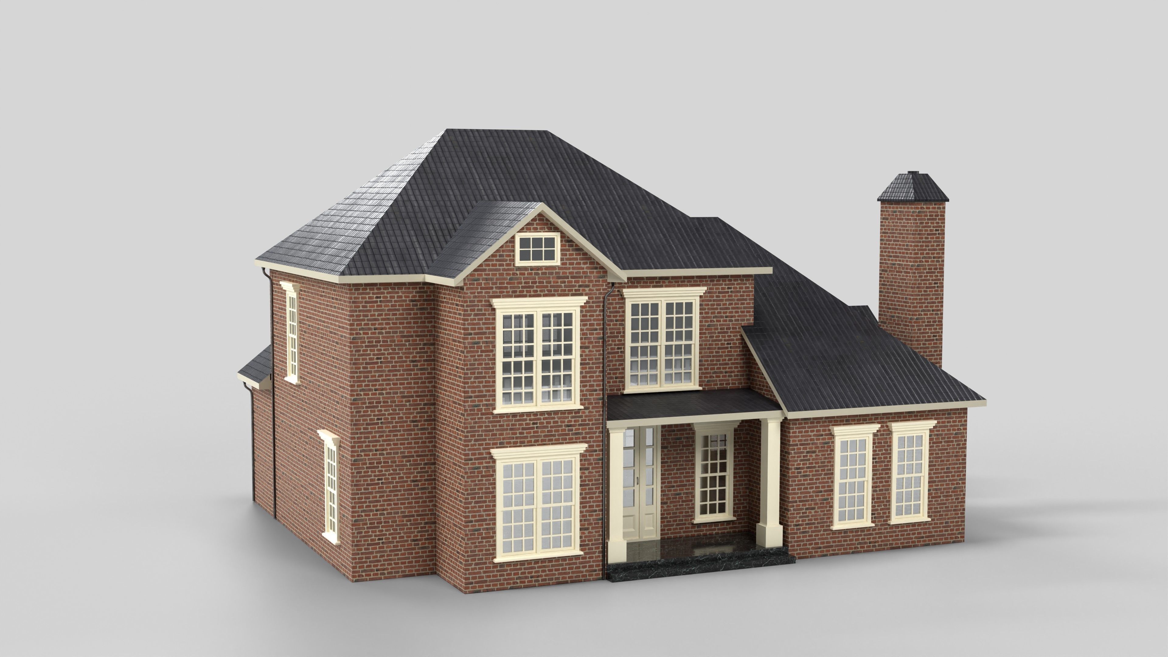 British House Design 13T4 Low-poly 3D model_3
