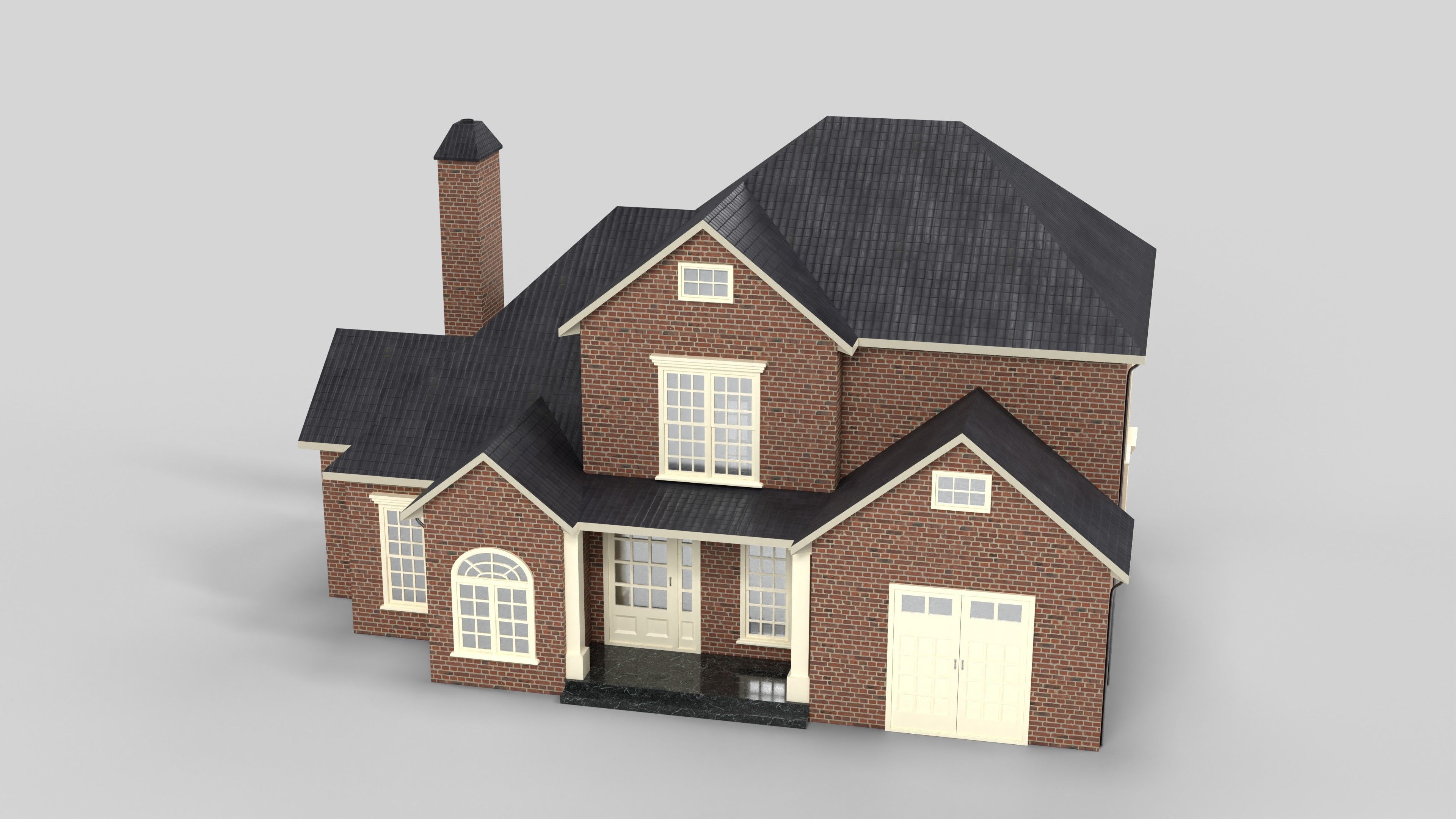 British House Design 13T4 Low-poly 3D model_1