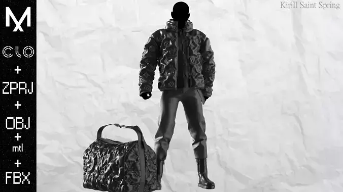 LV PUFFER  Marvelous designer Clo3d OBJ mtl FBX ZPRJ  A POSE