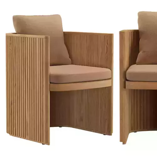 BYRON TEAK OPEN-BASE DINING ARMCHAIR 3D model
