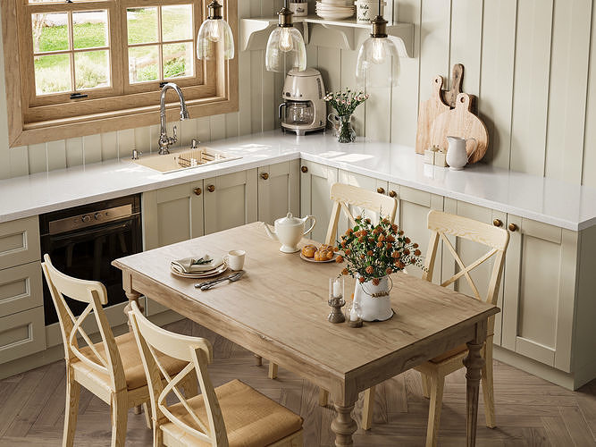Country Style Kitchen and Dining Room 3D model