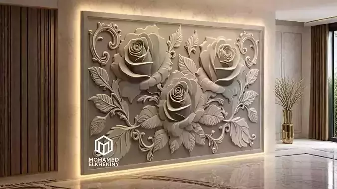Modern Wall Panel Relief for CNC and 3D Printing 03 3D print model
