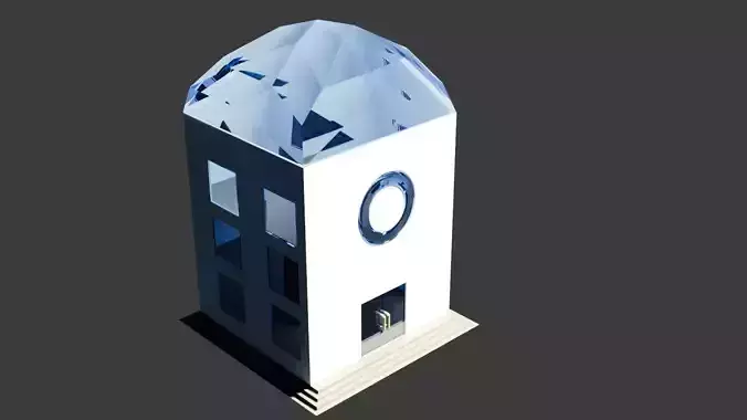 Glass Building 3 Floors Open Free low-poly 3D model