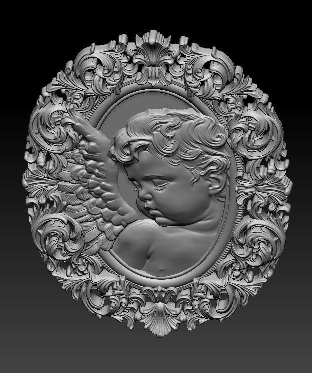 Cameo vintage angel 3D print model_3