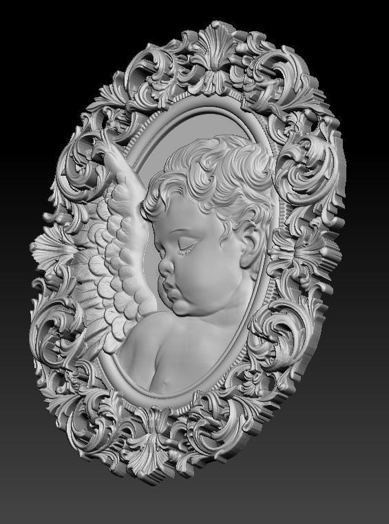 Cameo vintage angel 3D print model_2