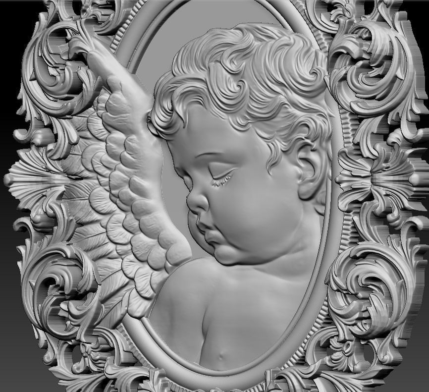 Cameo vintage angel 3D print model_4