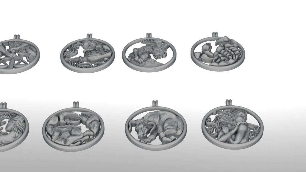 Zodiac Symbols theme 1 simple frame 3D print model_3