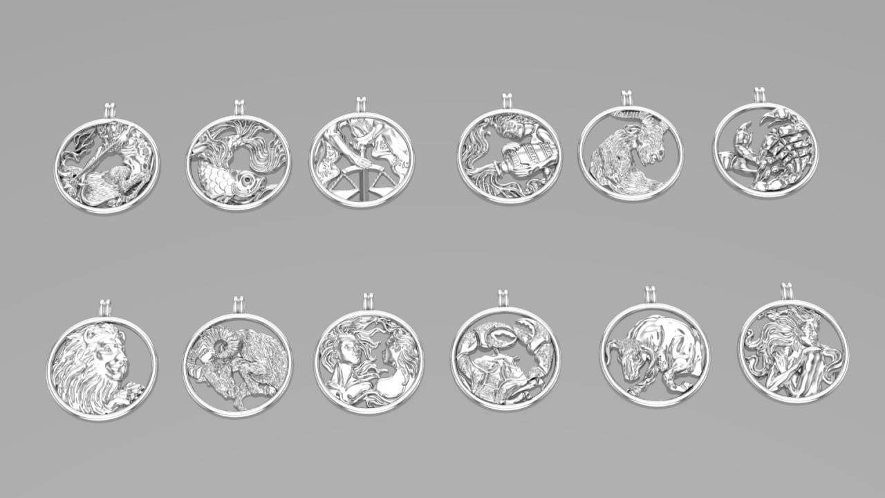 Zodiac Symbols theme 1 simple frame 3D print model_1