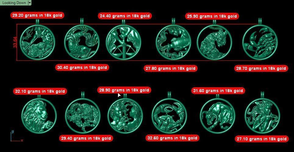 Zodiac Symbols theme 1 simple frame 3D print model_8