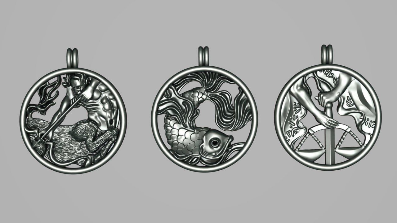 Zodiac Symbols theme 1 simple frame 3D print model_4