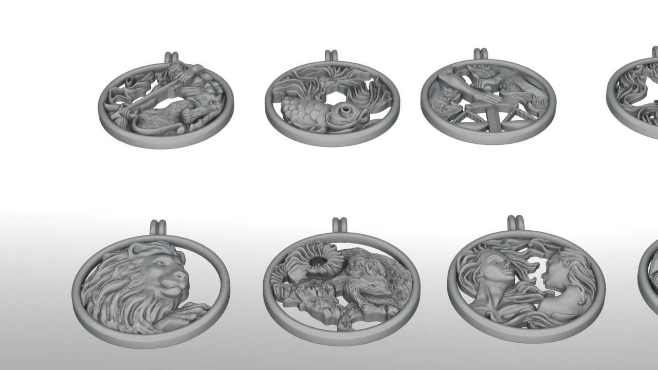 Zodiac Symbols theme 1 simple frame 3D print model_2